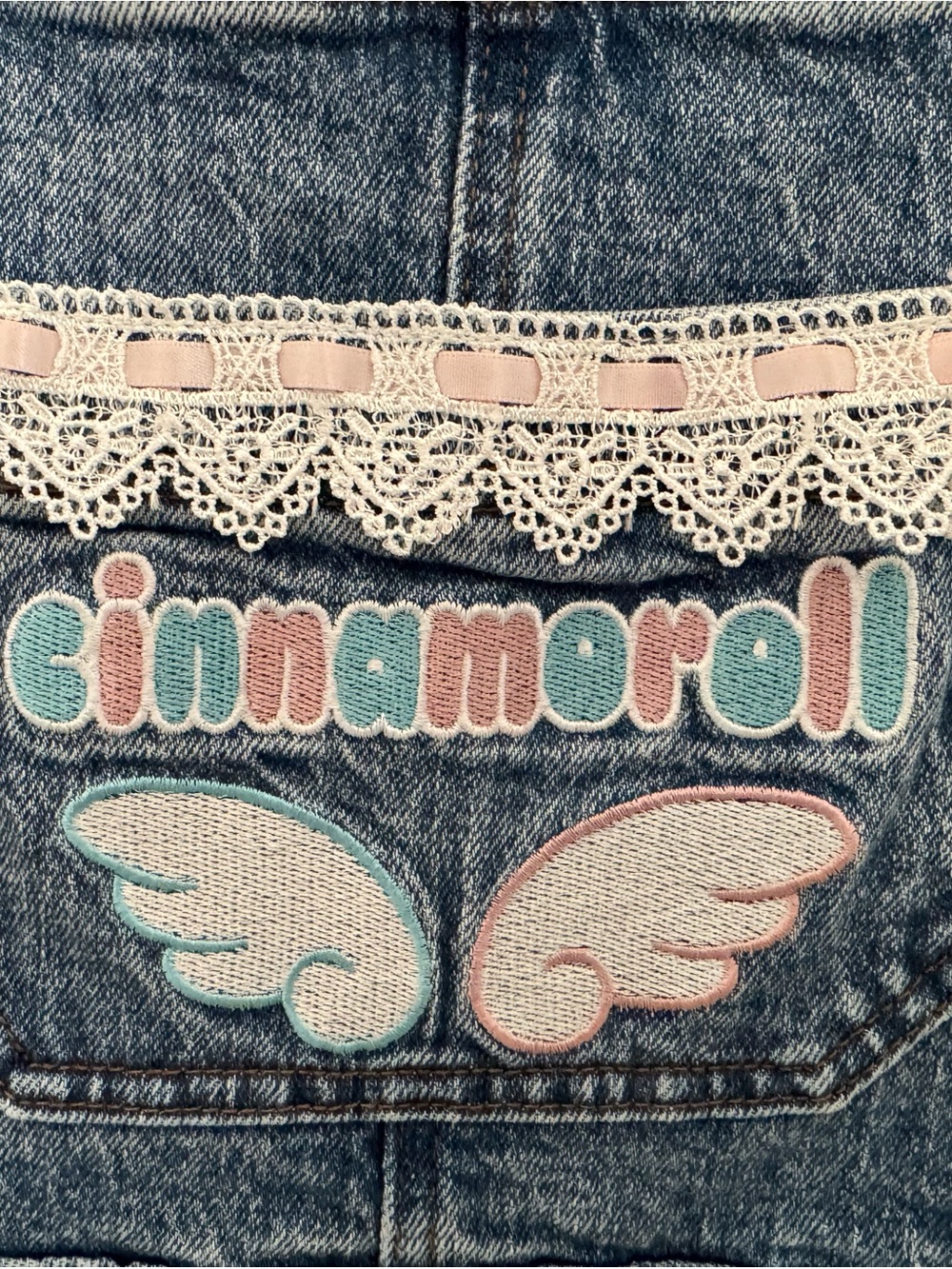 NEVER WORN Sanrio Cinnamoroll Denim Overall Shorts. Size Medium (Adult). - Picture 3 of 8